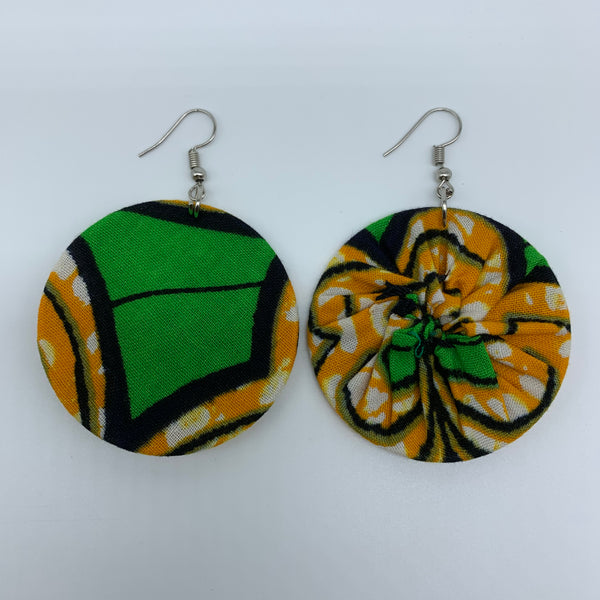 African Print Earrings-Round S Green Variation 7 - Lillon Boutique