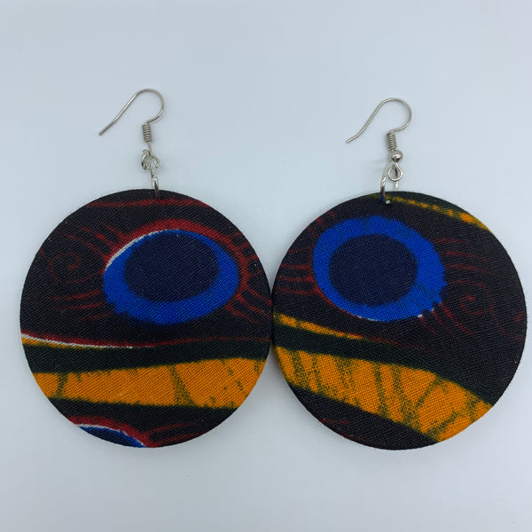 African Print Earrings-Round M Black Variation 2 - Lillon Boutique