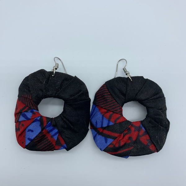 African Print Earrings-Faux Scrunchy Black Variation - Lillon Boutique