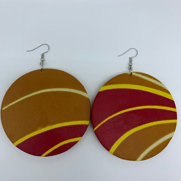 African Print Earrings-Round L Red Variation 3 - Lillon Boutique