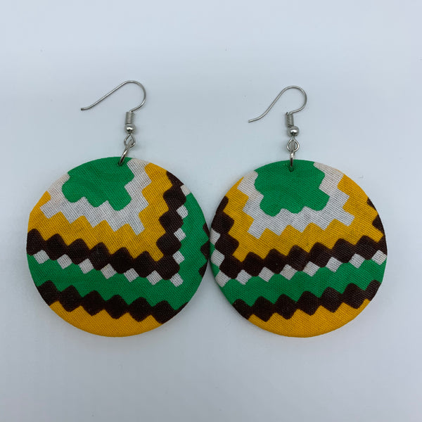 African Print Earrings-Round S Yellow Variation 5 - Lillon Boutique