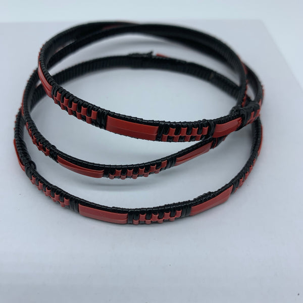 Metal W/ Plastic Bangle-XS Red Variation - Lillon Boutique