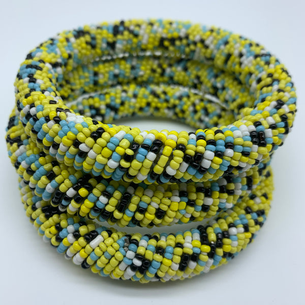 Beaded Bangle-Yellow and Multi Colour 2 - Lillon Boutique