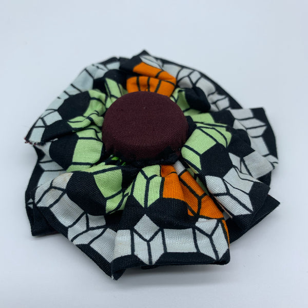 African Print Hair Clip-M Bottle Cap Style Black Variation 2 - Lillon Boutique