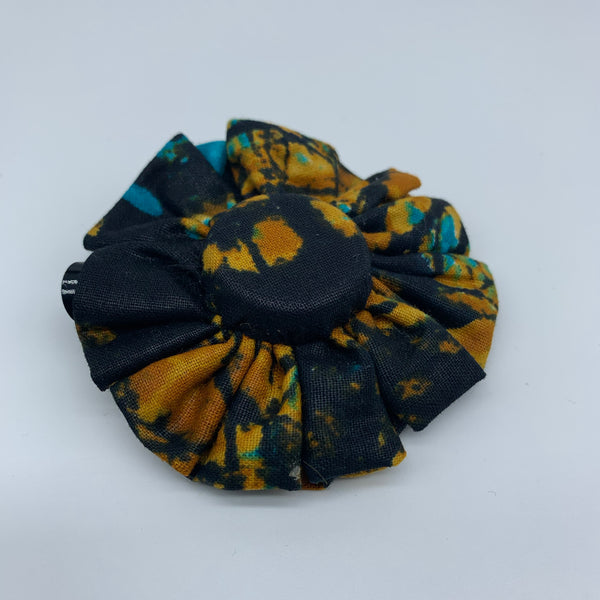 African Print Hair Clip-M Bottle Cap Style Black Variation - Lillon Boutique