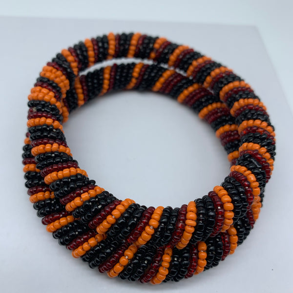 Beaded Bangle-Red Orange Black Variation - Lillon Boutique