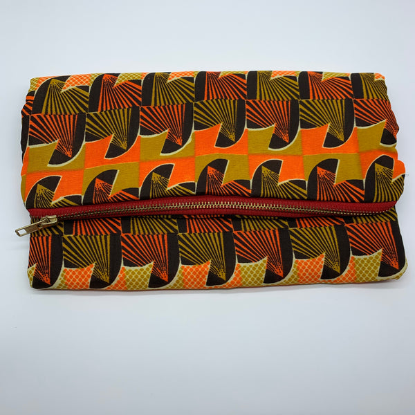 African Print Clutch- L Orange Variation - Lillon Boutique