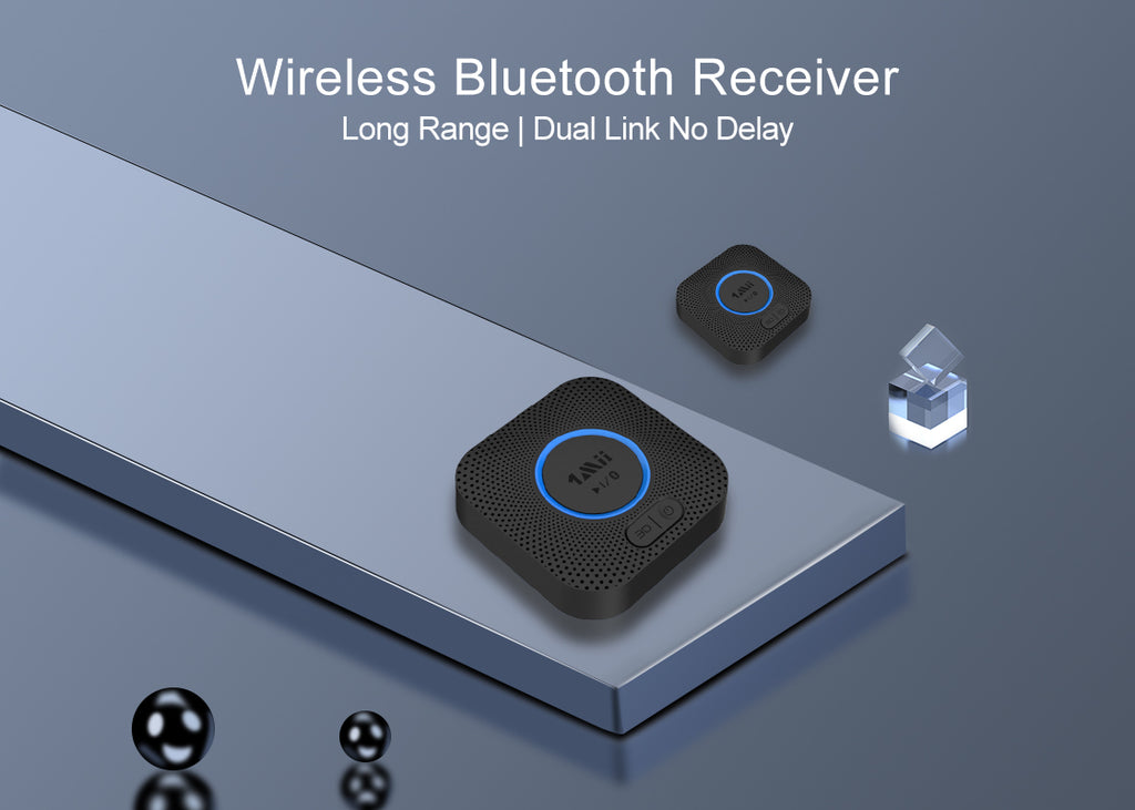 1Mii Bluetooth 5.1 Auxiliary Receiver, 12-Hour Battery Life, 70ft Range,  Built-In Microphone, Safe Hands-Free Operation