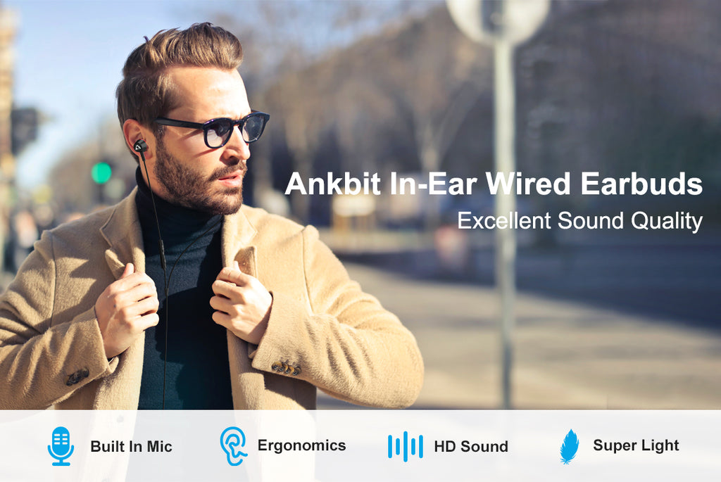 Ankbit E100pro Wired Earbuds with Mic - 1mii.shop