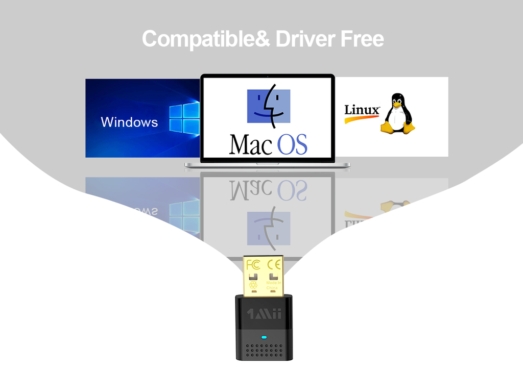 1Mii USB Bluetooth Adapter support WindowsXP/Windows7/Windows10/macOS/Linux