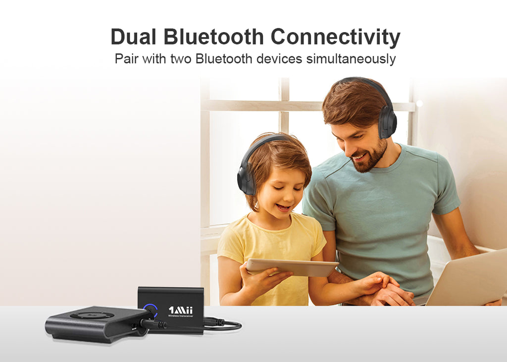 1Mii Flugzeug Bluetooth 5.3 Adapter für 2 Kopfhörer, aptX Adaptive/HD/Low  Latency, Kabellos Audio Sender mit tragbarem Ladekoffer für den Flug, im  Fitnessstudio, beim Spielen, TV, 30Hrs Spielzeit: : Elektronik &  Foto