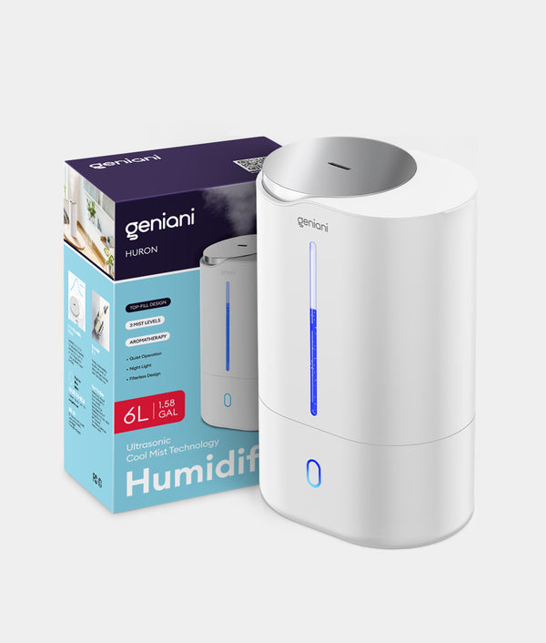 Geniani Mini Cool Mist Humidifiers for Bedroom - Small Car Humidifier,  250ml (White)
