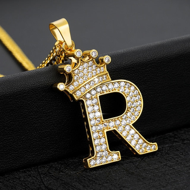 18k Gold Plated Crown Letter Pendant – eGen Club