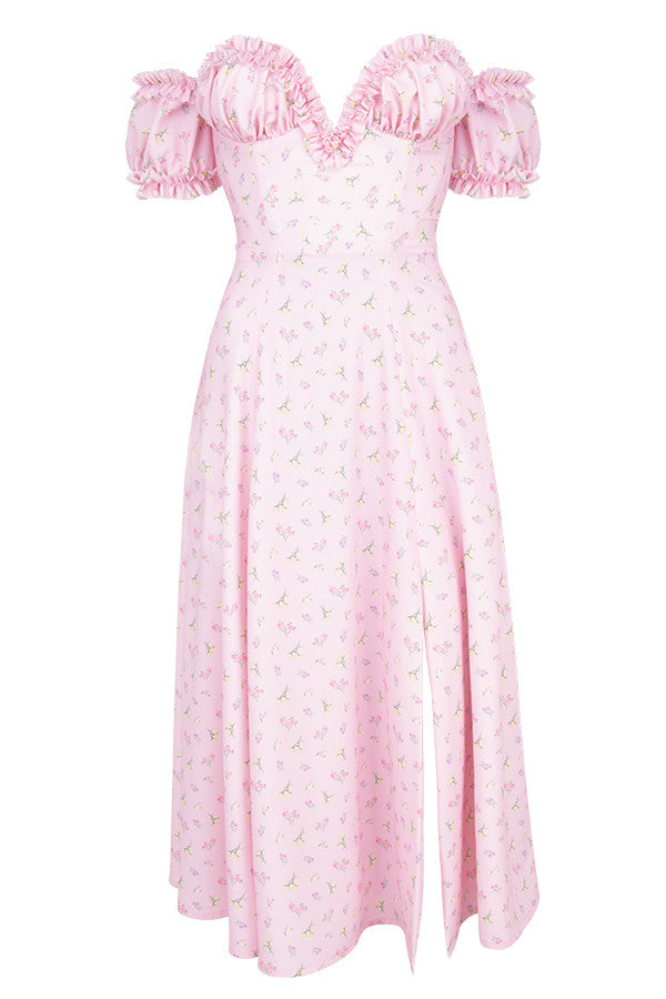 ROSEANNE Pink Floral Strapless Midi Dress – Veloristore