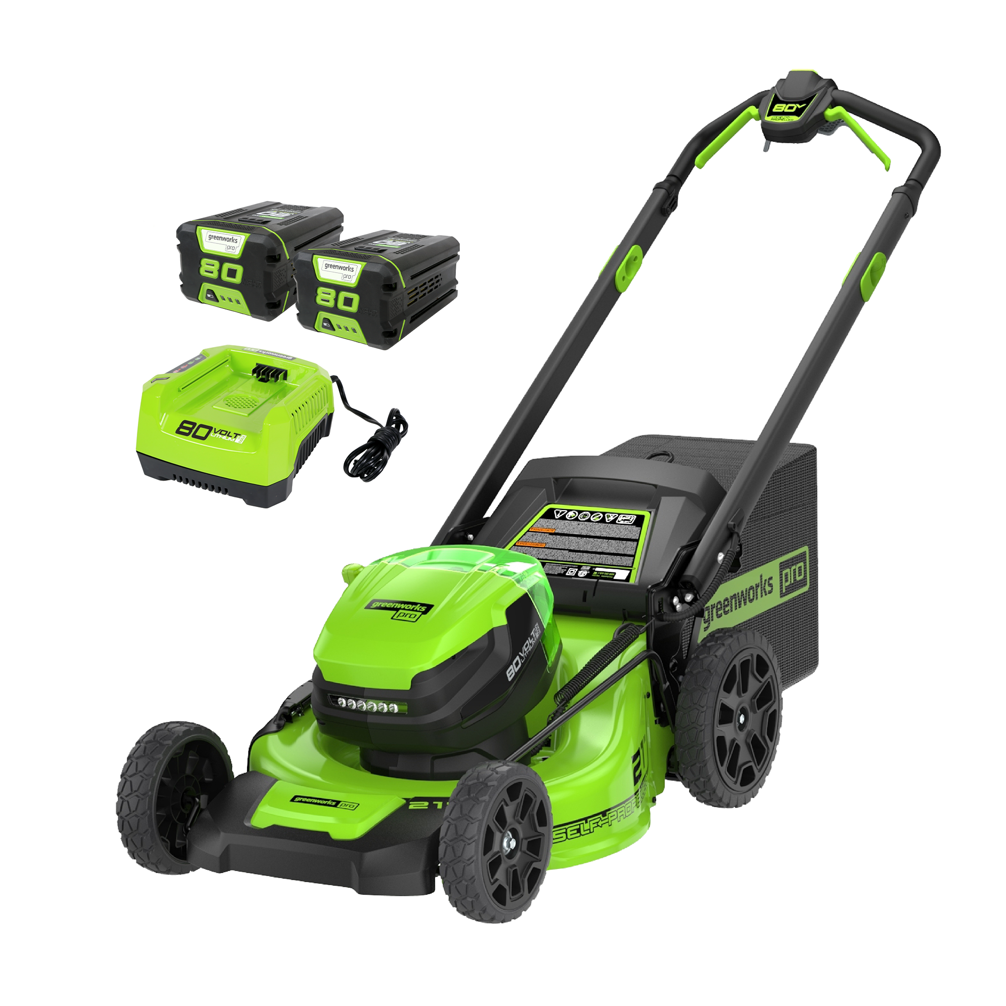 80V 21" Self-Propelled Mower, 4.0Ah and 2.0Ah Battery and Charger BONUS: Extra Blade Included - Greenworks Tools Canada product image