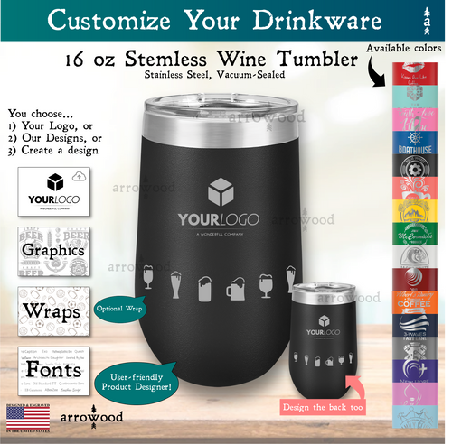 Engraved 16 Oz. Vacuum Insulated Stemless Tumbler With Lid