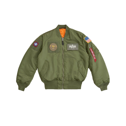 Men's Bomber Flight Jacket w/ Patches, Size: 2XL, Green