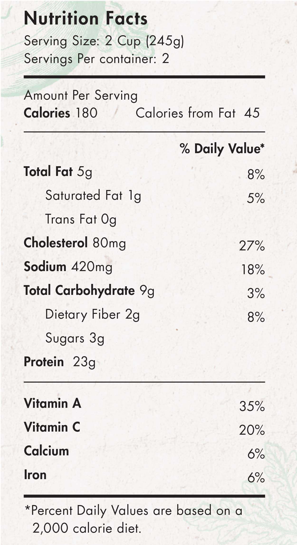 nutrition label