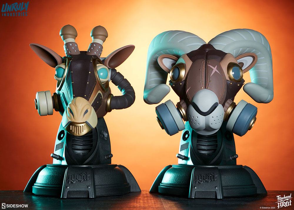 Unruly Designer Series Busts Ram and Giraffe Guerilla Squadron Set by Freehand Profit 23 cm