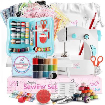 Mini Sewing Machine for Beginners with Sewing Kit, 48 PC Dual Speed Po -  CraftBud