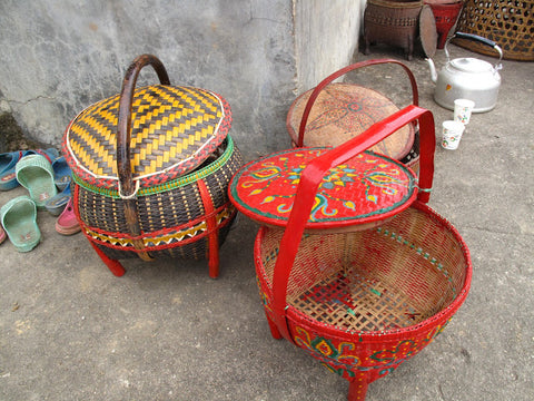 Hand painted baskets in Jingmai