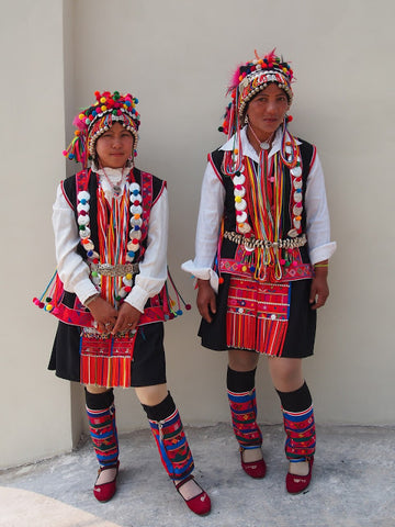 Hani minority girls in their colorful ceremonial costume, Bulang township