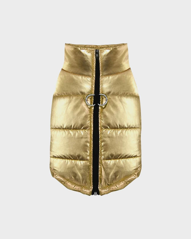 gold puffer vest