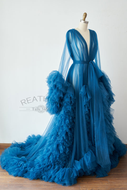 Dusty Blue Tulle Maternity Gown Tulle Dress for Maternity Photography Photo  Shoot