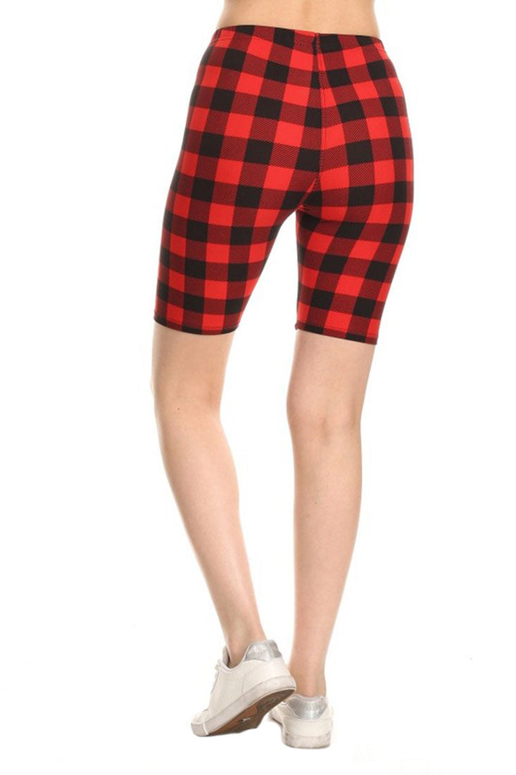 red plaid biker shorts