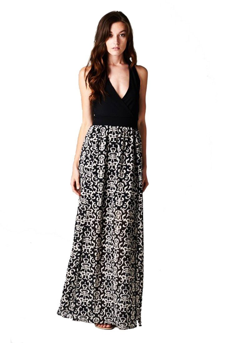 black halter top maxi dress