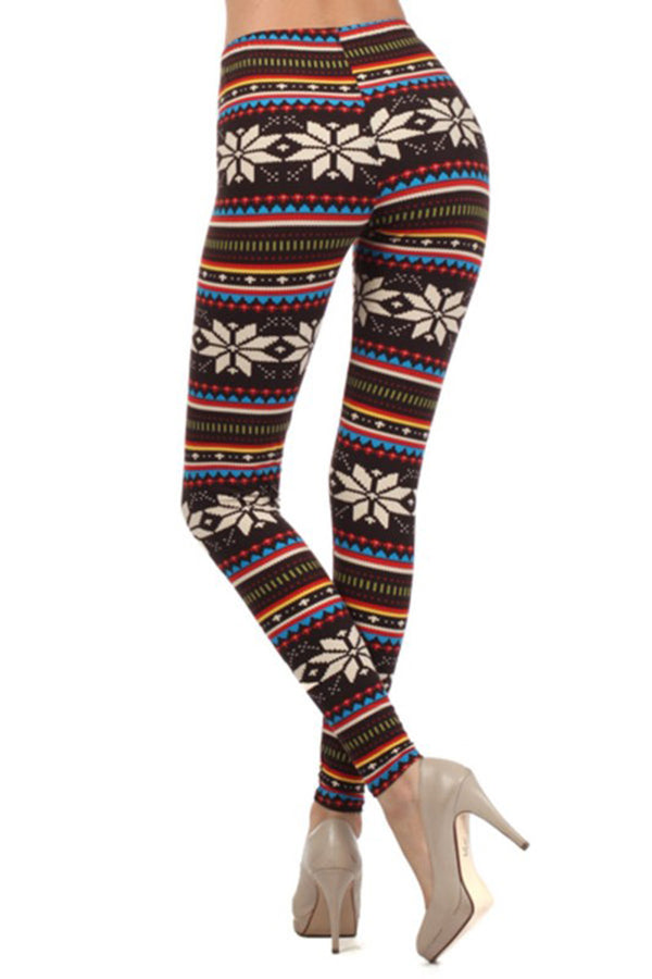 Multi Snowflake Design Leggings - Niobe Clothing