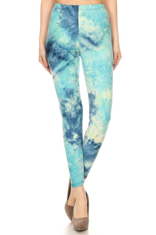Cindy Cropped Leggings in Mint and Aqua Tie-Dye - From the Gecko Boutique