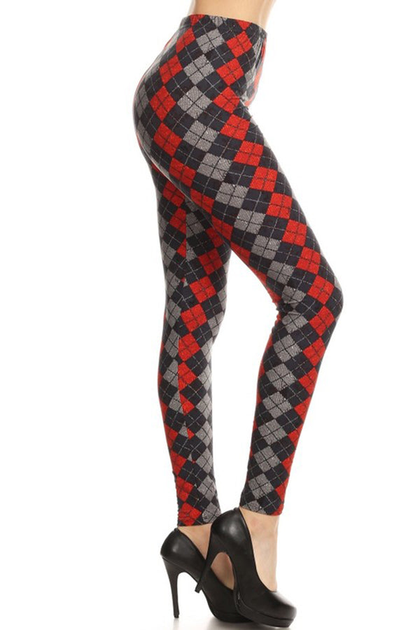 Dark Grey Red Tartan Plaid Leggings – Niobe Clothing
