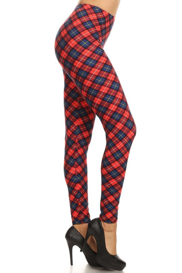 Dk Blue Green Plaid Design Leggings – Niobe Clothing