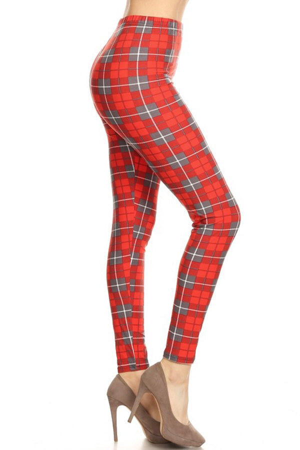 Red Plaid Design Leggings – Niobe Clothing