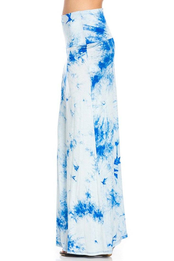 Sky Blue Tie Dye Printed Maxi Skirt - Niobe Clothing