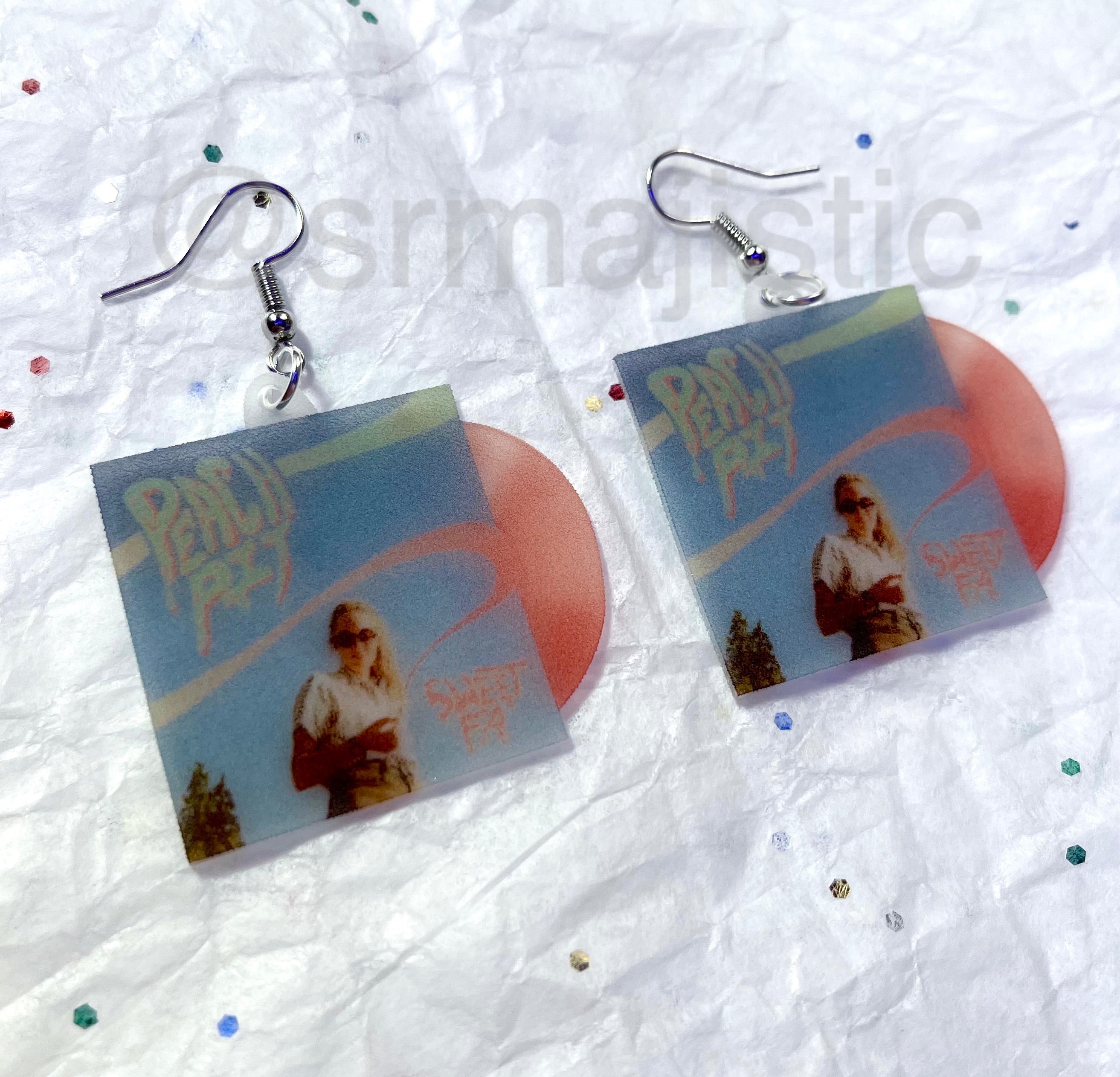 Peach Pit Sweet Fa Vinyl Album Handmade Earrings Sam Makes Things