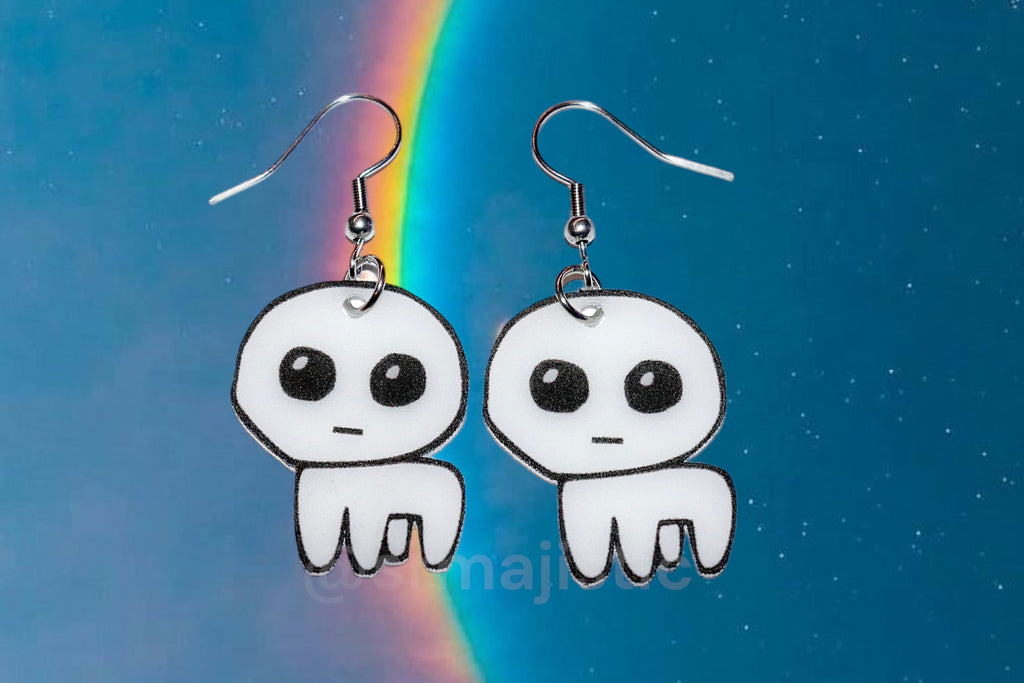 100% Recycled Acrylic Powercry Shy Cursed Emoji Meme Earrings 