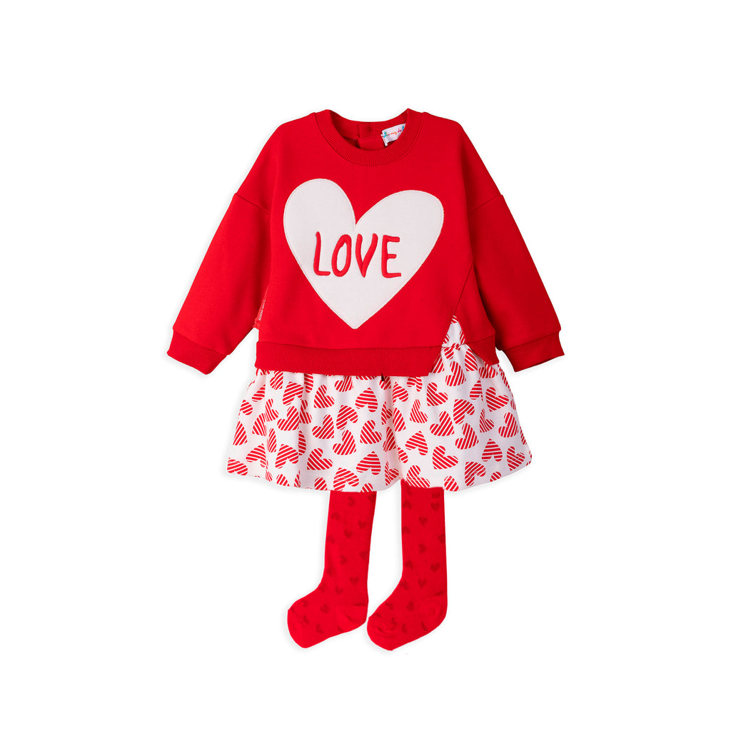 Agatha Ruiz de la Prada Love Heart Print Dress – Buttons & Bows, Moy