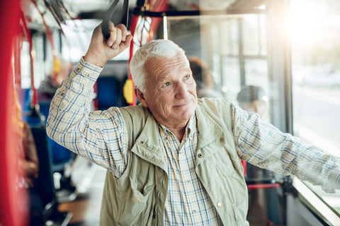 elderly man in bus