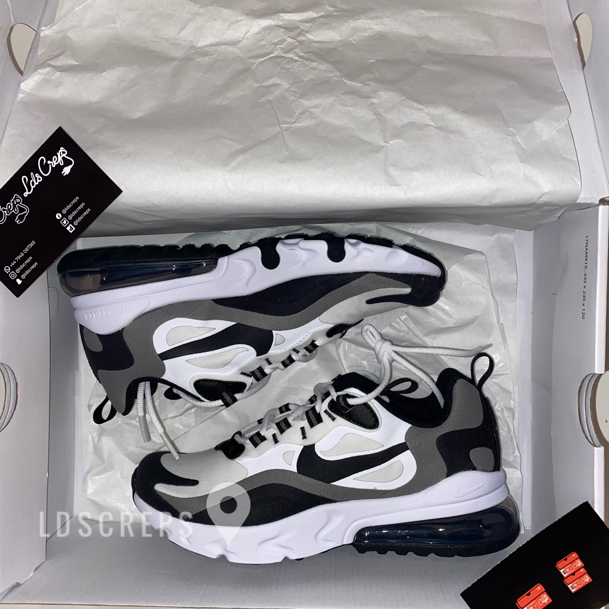 Nike Air Max 270 React White Metallic Pewter Black Ldscreps