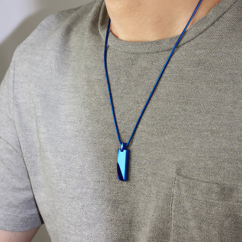 Blue Tungsten Pendant Necklace For Men