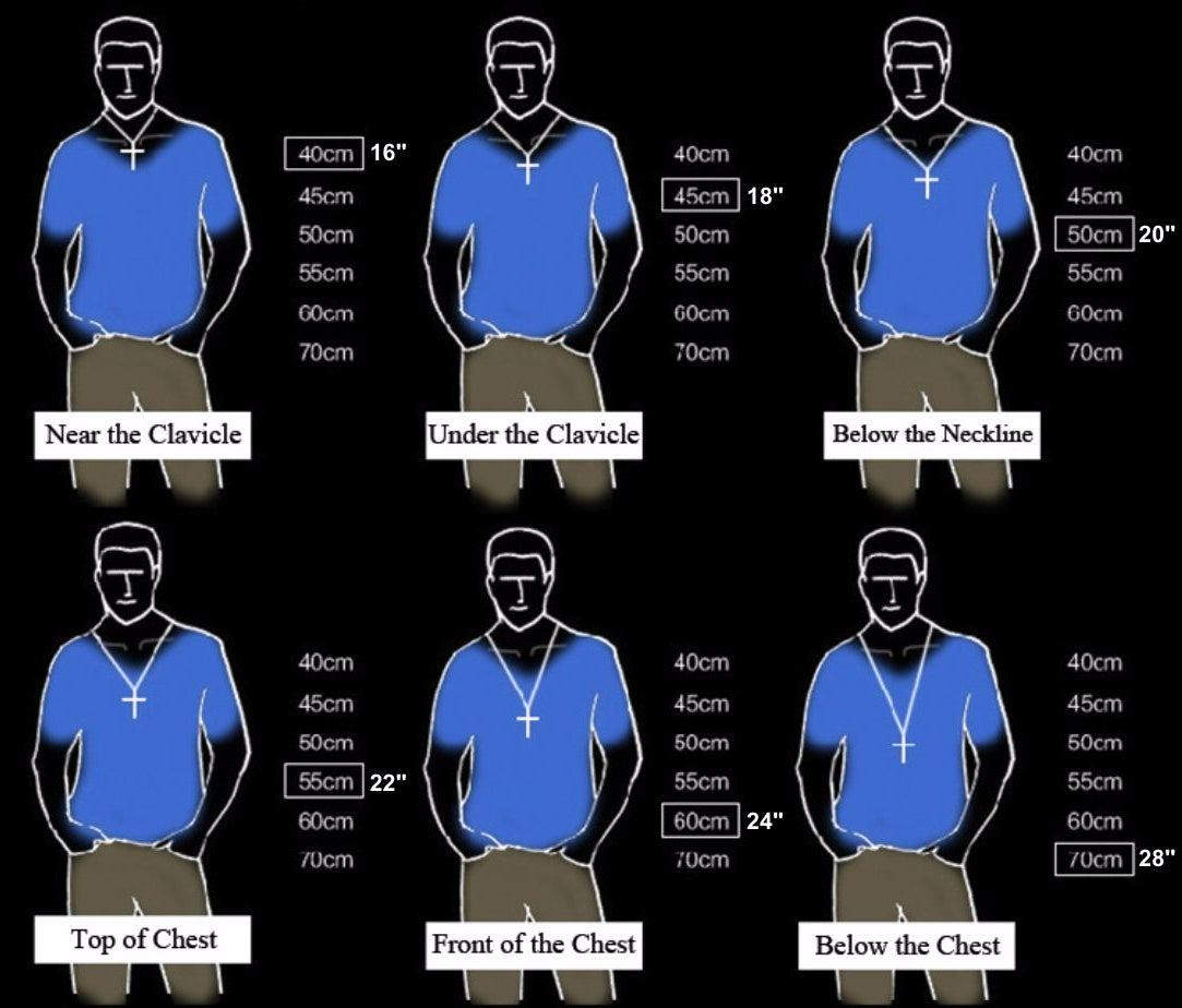 Tabla comparativa de longitudes de collares colgantes