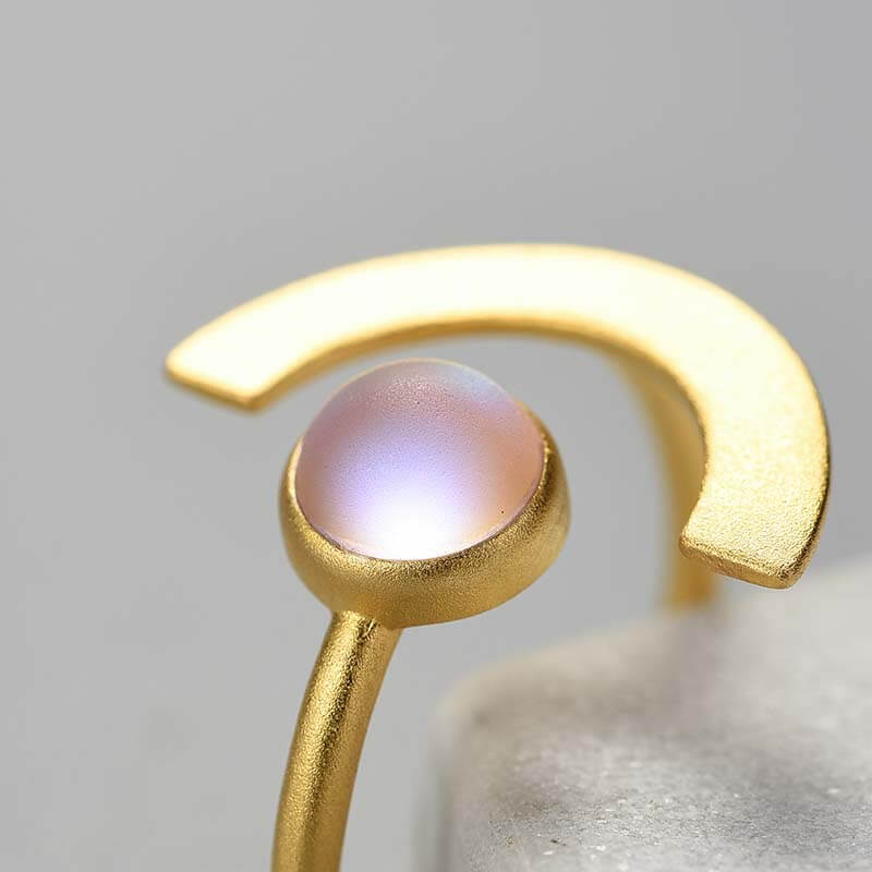 18K Gold Moonlight Sterling Silver Adjustable Ring
