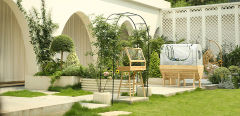 Paradise with Garden Arches and Raised Beds