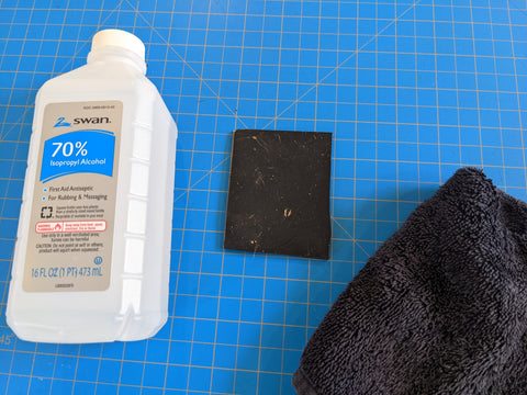 Use 70% isopropyl alcohol for cleaning Sorbothane rubber that is dusty or dirty