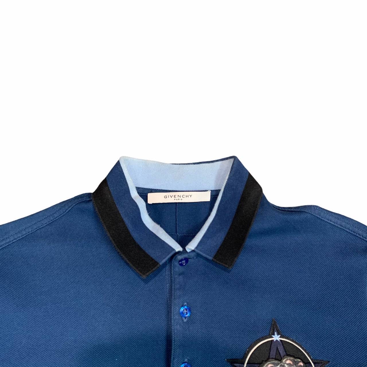 Givenchy Blue Screaming Monkey Logo Polo