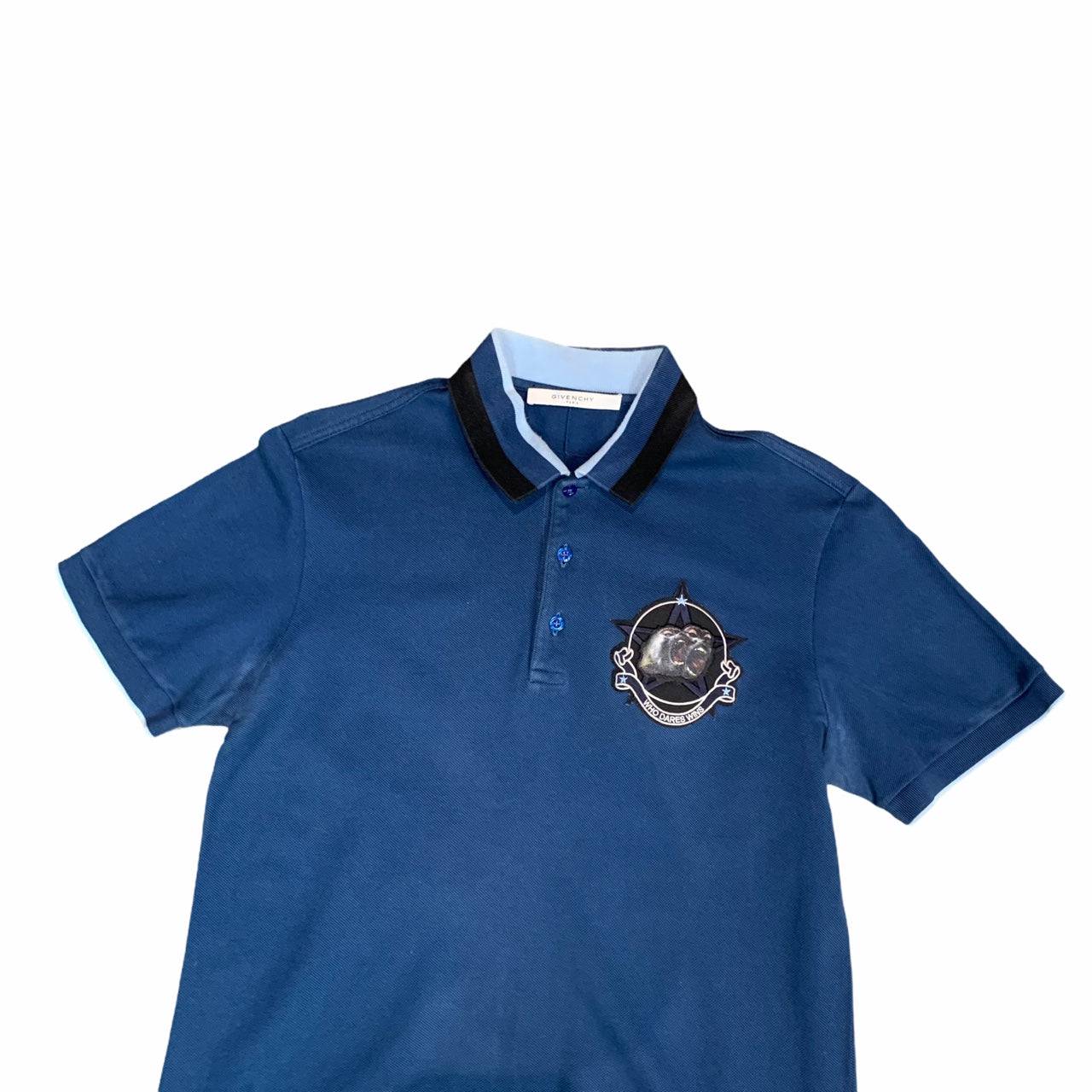 Givenchy Blue Screaming Monkey Logo Polo