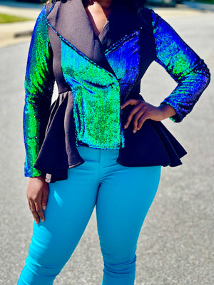 Sequin Peplum Jacket - Charm'd Up by Kay