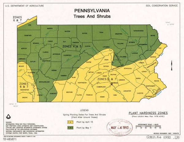 Pennsylvania gardening zones